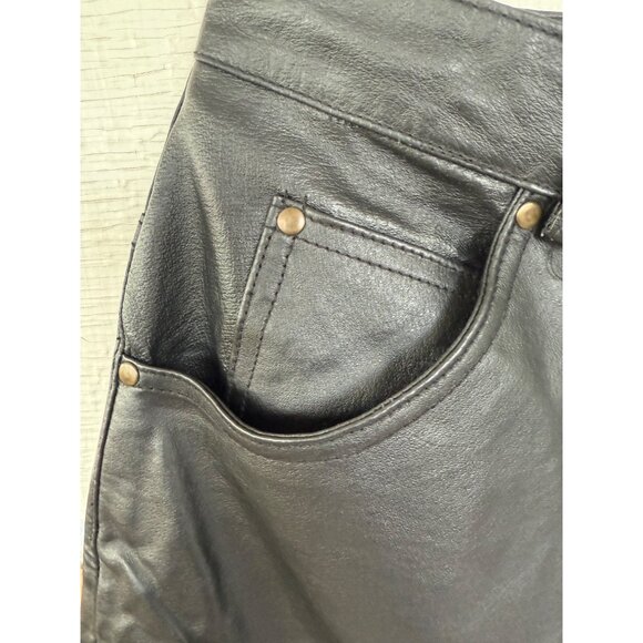Vintage 90's Bagazio Mens Soft Leather Biker Pants Size 32 - Picture 8 of 16